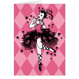 Gothic Ballerina i Rosa Hälsningskort
