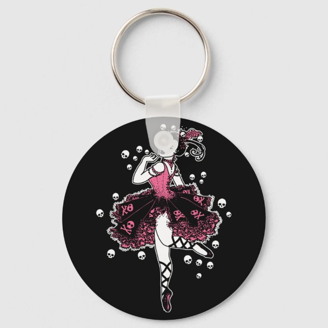 Gothic Ballerina i Rosa Nyckelring (Framsida)