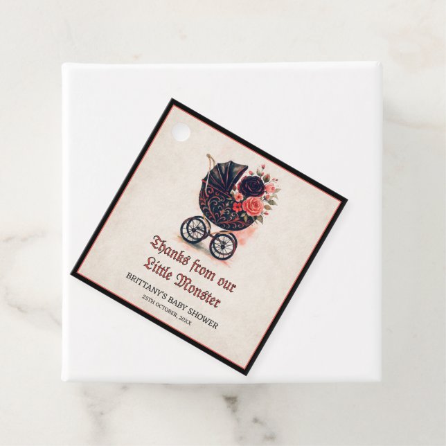 Gothic Barnvagn Halloween Baby Shower Gåvor Etiketter (På plats)