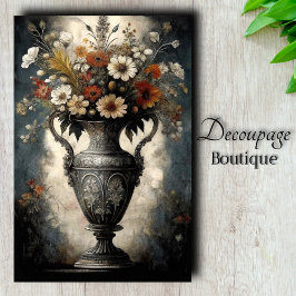 Gothic Baroque Blommigt Silver Vas Decoupage