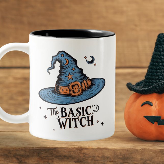 Gothic Basic Witch Hat Coffee Brew Halloween Två-Tonad Mugg (Skapare uppladdad)