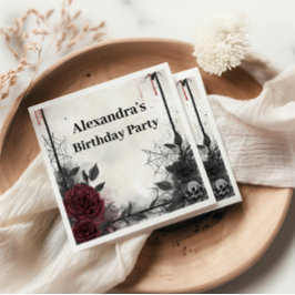 Gothic Bats & Roses Birthday Pappersservett