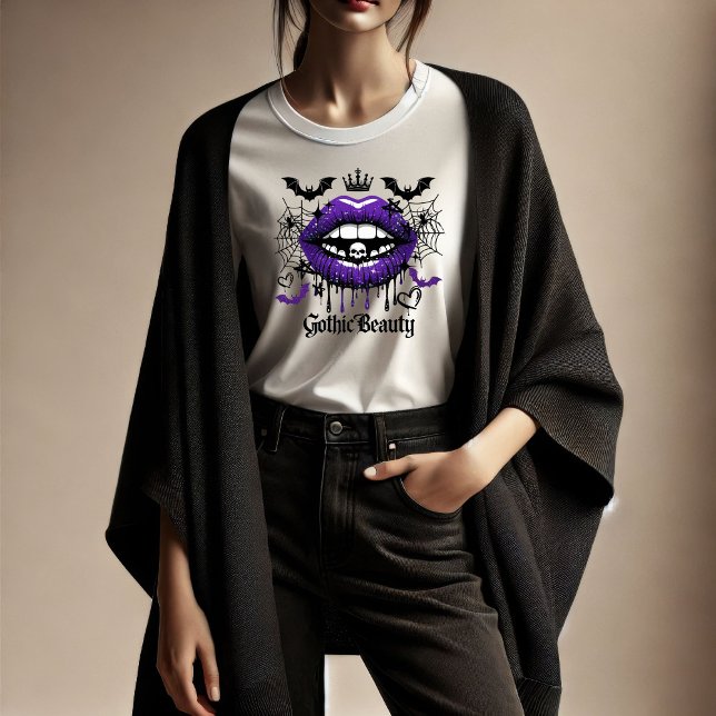 Gothic Beauty Purple Dripping Lips T-Shirt (Skapare uppladdad)