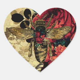Gothic Bee & Ro Hjärtformat Klistermärke