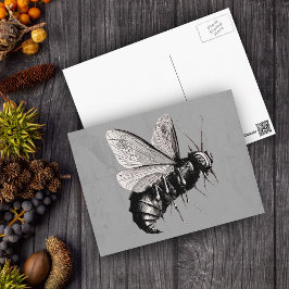 Gothic Bee Skull Vingar Vykort