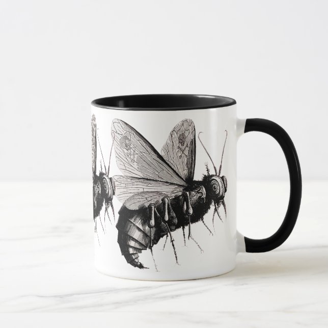 Gothic Bees Skull Vingar Mugg (Höger)
