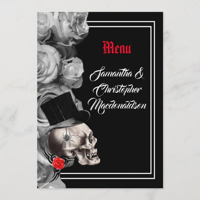 Gothic, biker eller sten Black bröllop Meny (Framsida)
