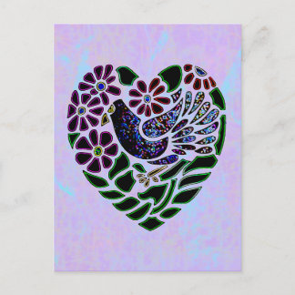 Gothic Bird in Heart Vykort