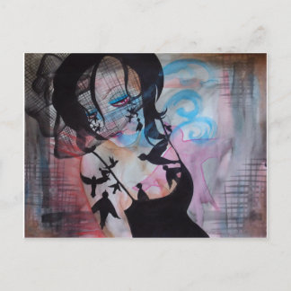 Gothic Birdcage Veil Surreal Art Postcard Vykort