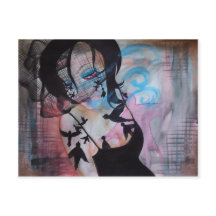 Gothic Birdcage Veil Surreal Art Postcard