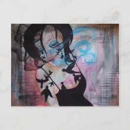 Gothic Birdcage Veil Surreal Art Postcard Vykort