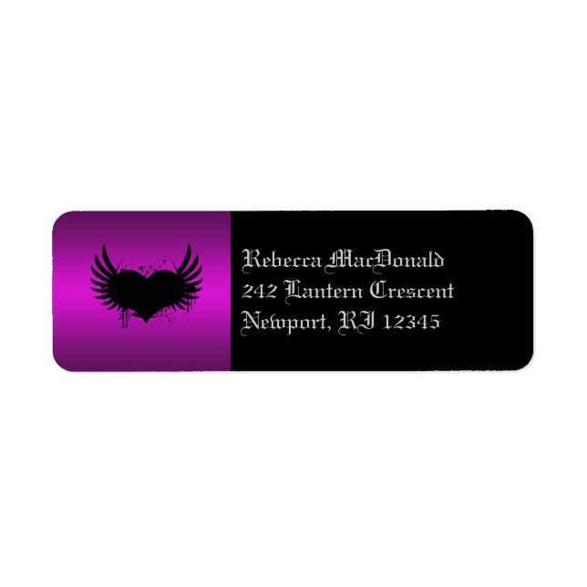 Gothic Black and Lila Return-adressetikett Returadress Etikett (Framsidan)