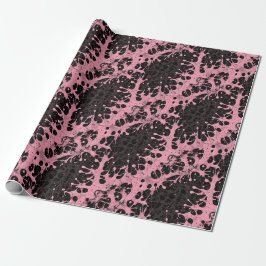 Gothic Black and Pink Splatter Paint Abstract Presentpapper