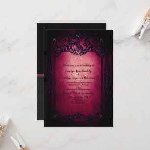 Gothic Black and Ruby Wedding bjudande Inbjudningar