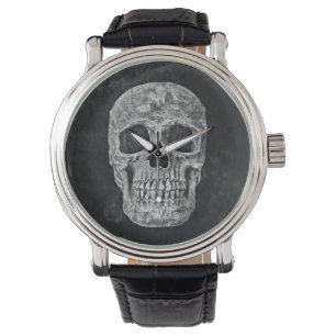 Gothic Black and White Grunge Skull Armbandsur