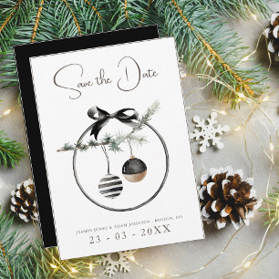 Gothic Black and White jul Baubles Bröllop Spara Datumet