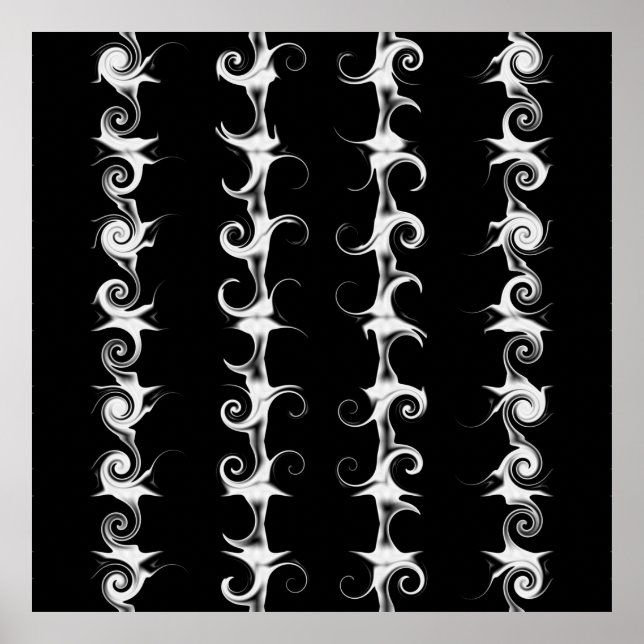 Gothic Black and White Linear Curlicue Mönster Poster (Framsidan)
