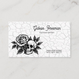 Gothic Black and White Skull Tatto Shop Visitkort