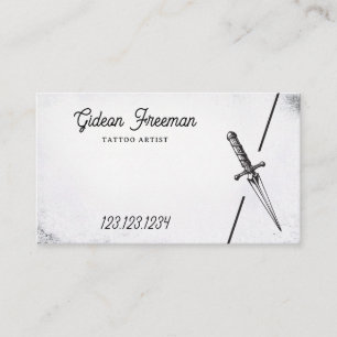 Gothic Black and White Sword Tatto Shop Visitkort