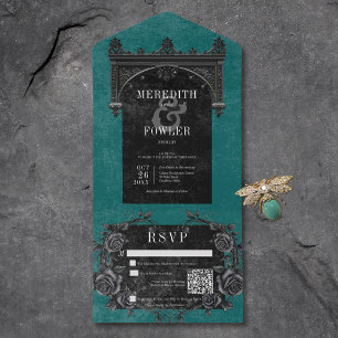 Gothic Black Arch & Black Ro Teal QR-kod