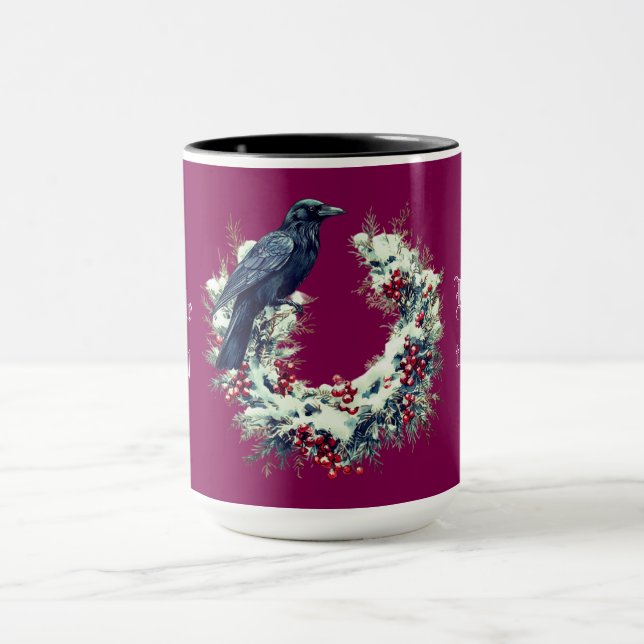 Gothic Black Bird-julfransen Mugg (Center)