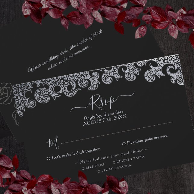 Gothic Black Blommigt Bachelorette Party OSA Kort (Skapare uppladdad)