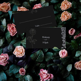 Gothic Black Blommigt Bachelorette Party Placeringskort