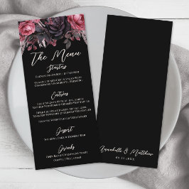 Gothic Black Blommigt Bröllop Meny