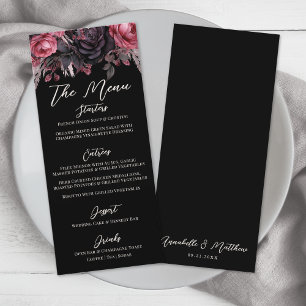 Gothic Black Blommigt Bröllop Meny