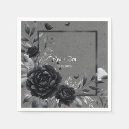 Gothic Black Blommigt Bröllop Pappersservett