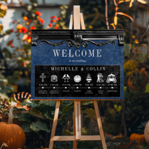 Gothic Black & Blue Order of Events Bröllop Poster