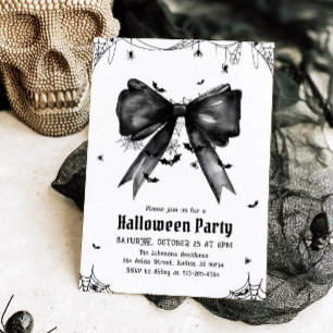 Gothic Black Bow Coquette Halloween fest Inbjudningar
