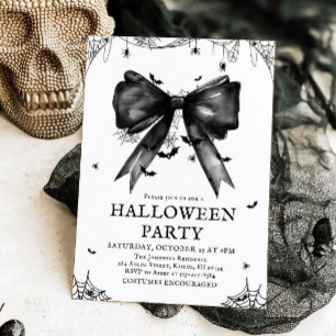 Gothic Black Bow Coquette Halloween fest Inbjudningar