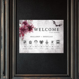 Gothic Black & Burgundy Halloween-händelsemodell Poster