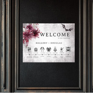 Gothic Black & Burgundy Halloween-händelsemodell Poster