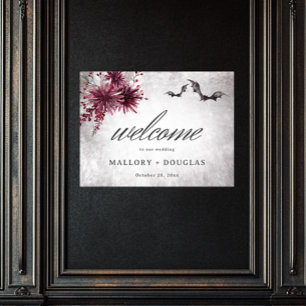 Gothic Black & Burgundy Halloween-händelsemodell Poster