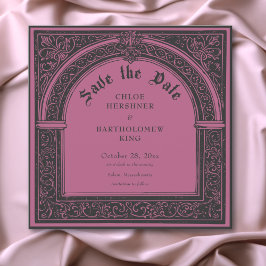 Gothic Black Burgundy Medieval till Bröllop Spara Datumet