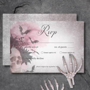 Gothic Black & Burgundy Skull & Spider Dinner OSA Kort