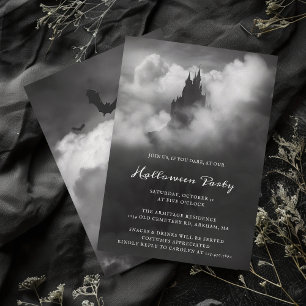 Gothic Black Castle Spooky Halloween fest Inbjudningar