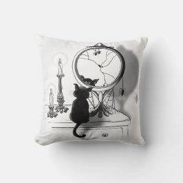 Gothic Black Cat Broken Spegel Halloween Kudde