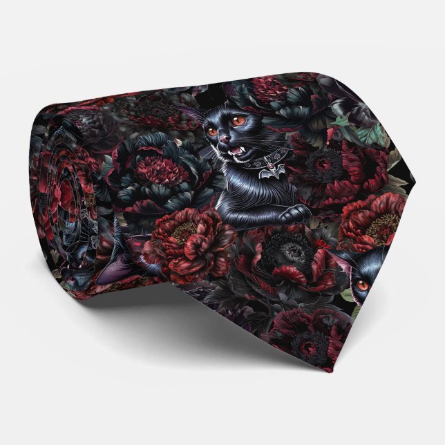 Gothic Black Cat & Dark Flowers Pattern  Slips (Rullad)