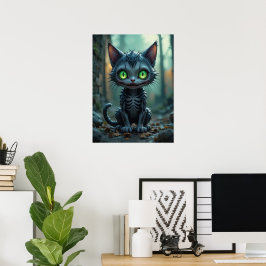 Gothic Black Cat Halloween Enchanted Forest Vibes Poster