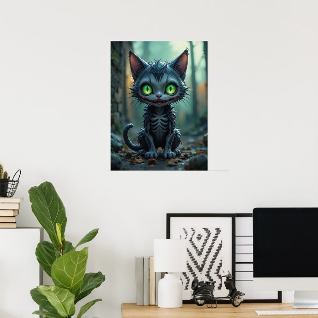 Gothic Black Cat Halloween Enchanted Forest Vibes Poster (Hemmakontoret)
