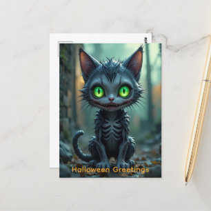 Gothic Black Cat Halloween Enchanted Forest Vibes Vykort