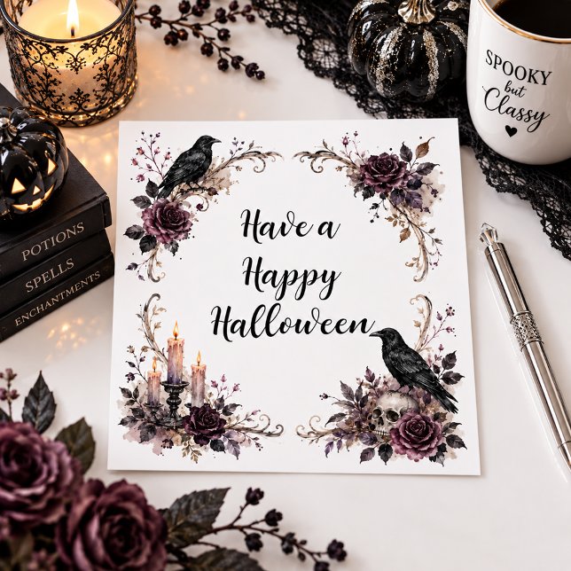 Gothic Black Crow & Candles Halloween  (Skapare uppladdad)