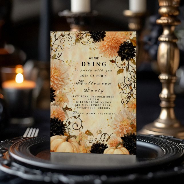 Gothic Black Dahlia Halloween Firande Inbjudningar (Skapare uppladdad)