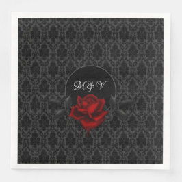 Gothic Black Damask Rose Wedding Pappersservett