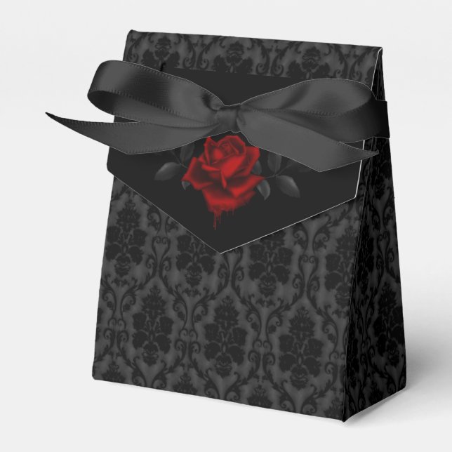 Gothic Black Damask Rose Wedding Presentaskar (Framsidan Sidan)