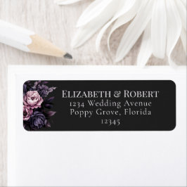 Gothic Black Floral Wedding Address Labels Returadress Etikett