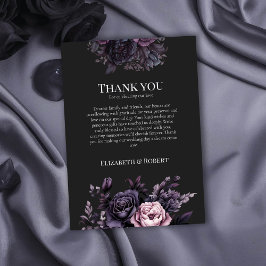 Gothic Black Floral Wedding Thank You Card Tack Kort